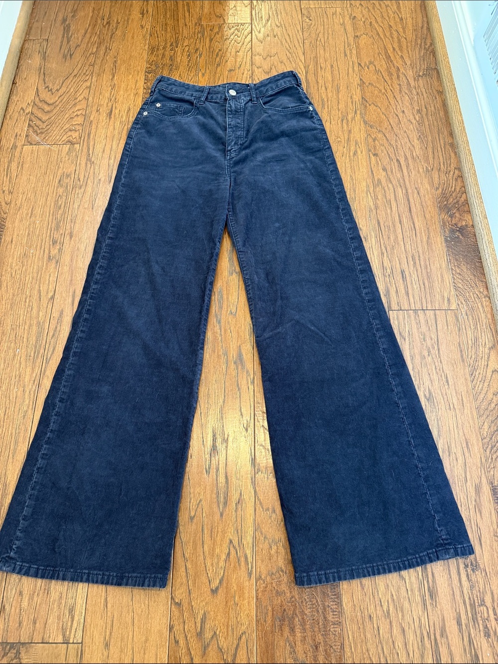 Pilcro Wide Leg Women's Corduroy Jeans in Navy